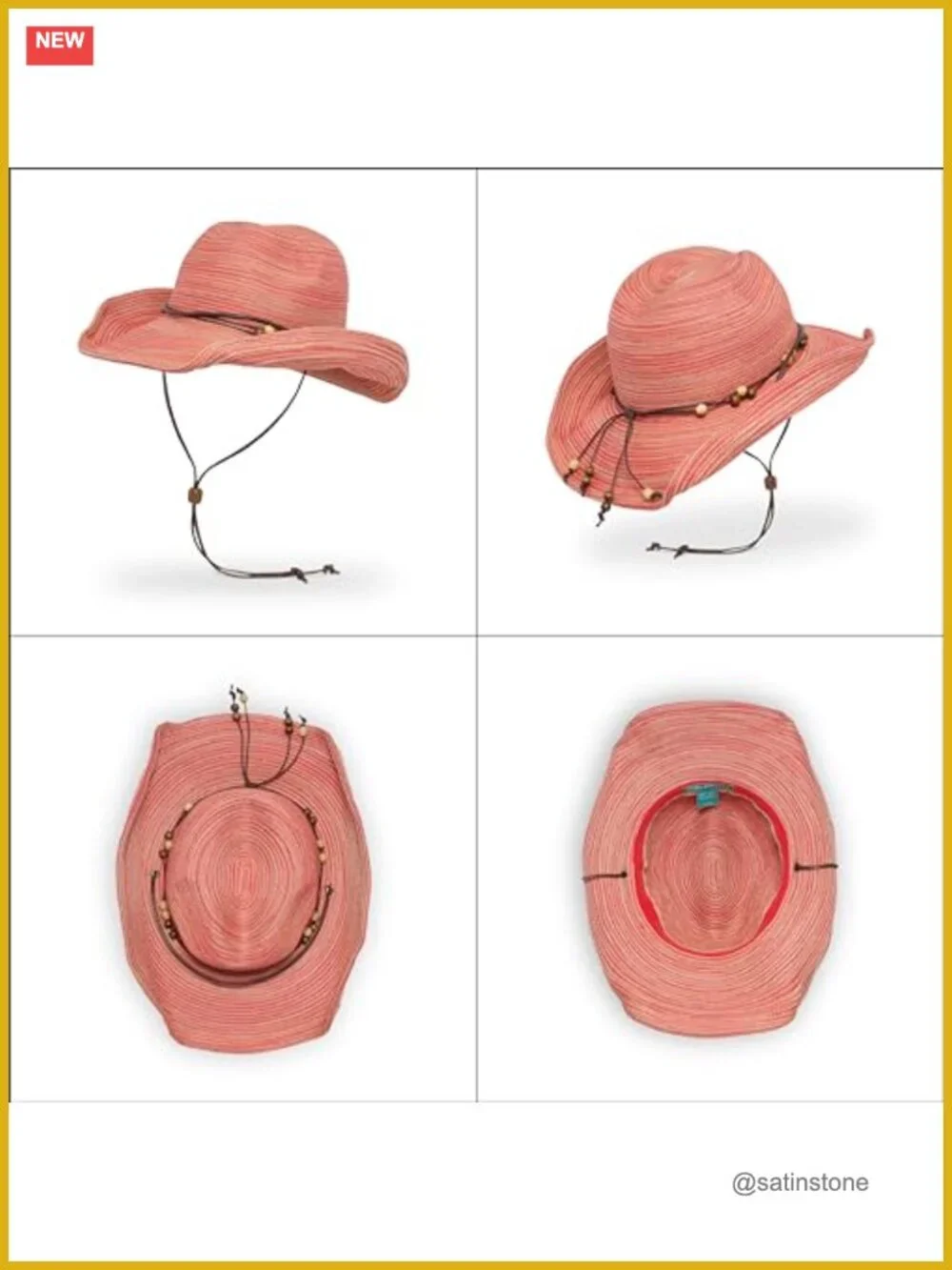 UPF 50+ Shapeable Brim Cowgirl Sun Hat 100% Polyester
